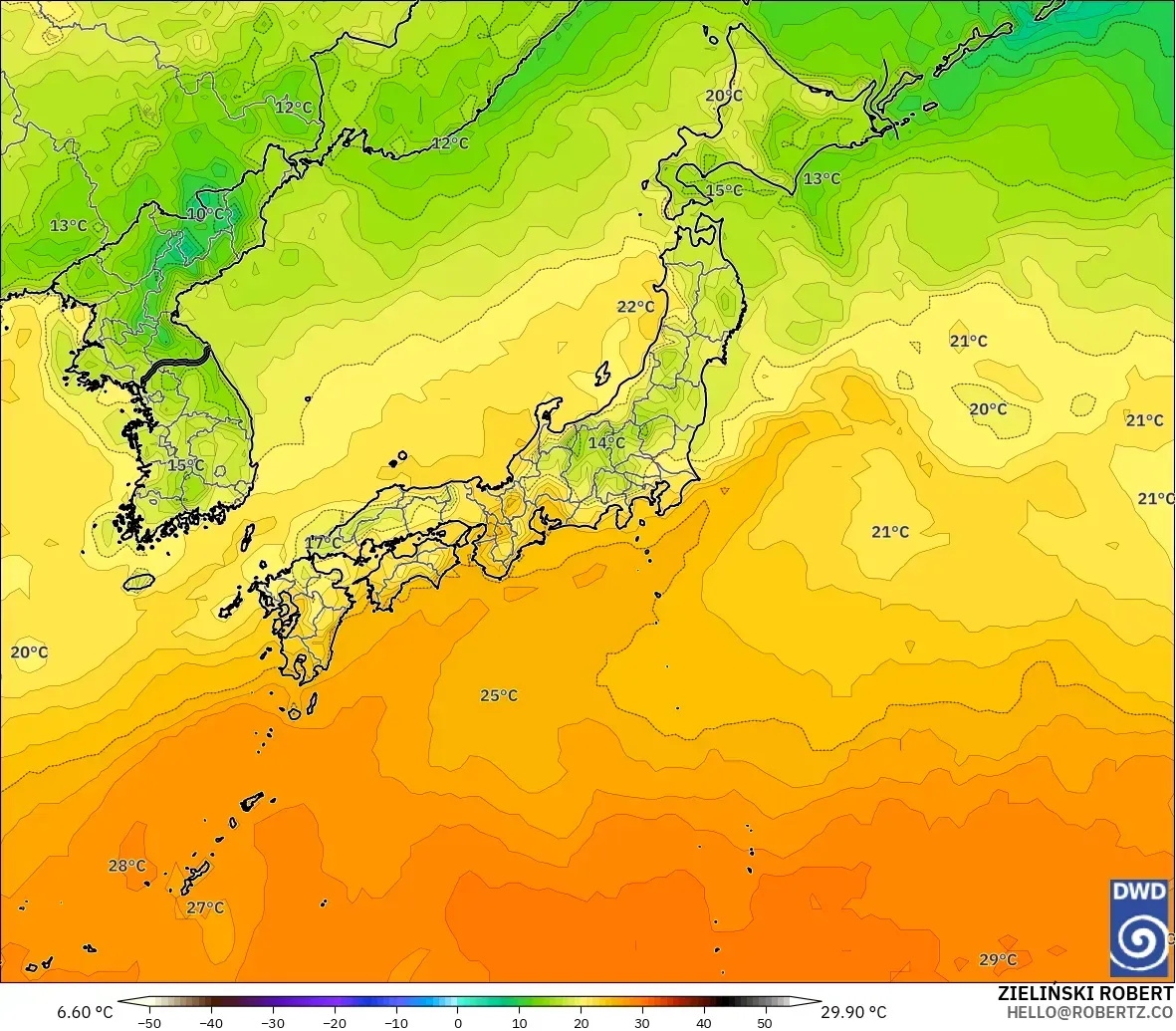 ICON model - Japan, Temperature at 2m