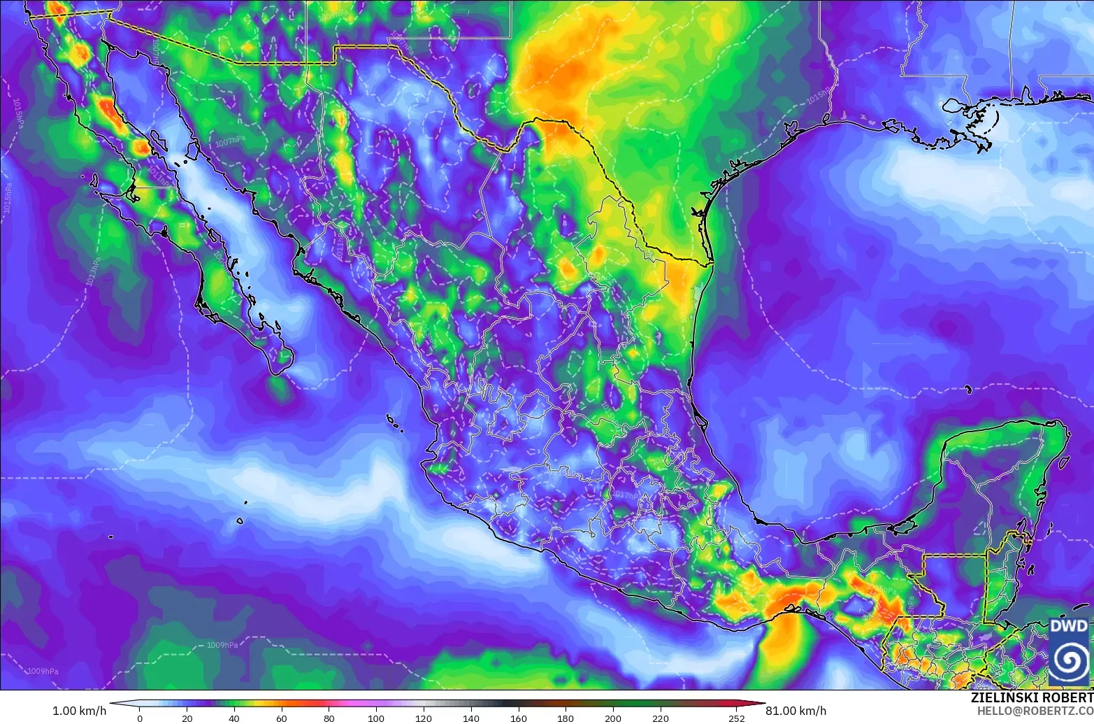 ICON model - Mexico, Wind Gusts