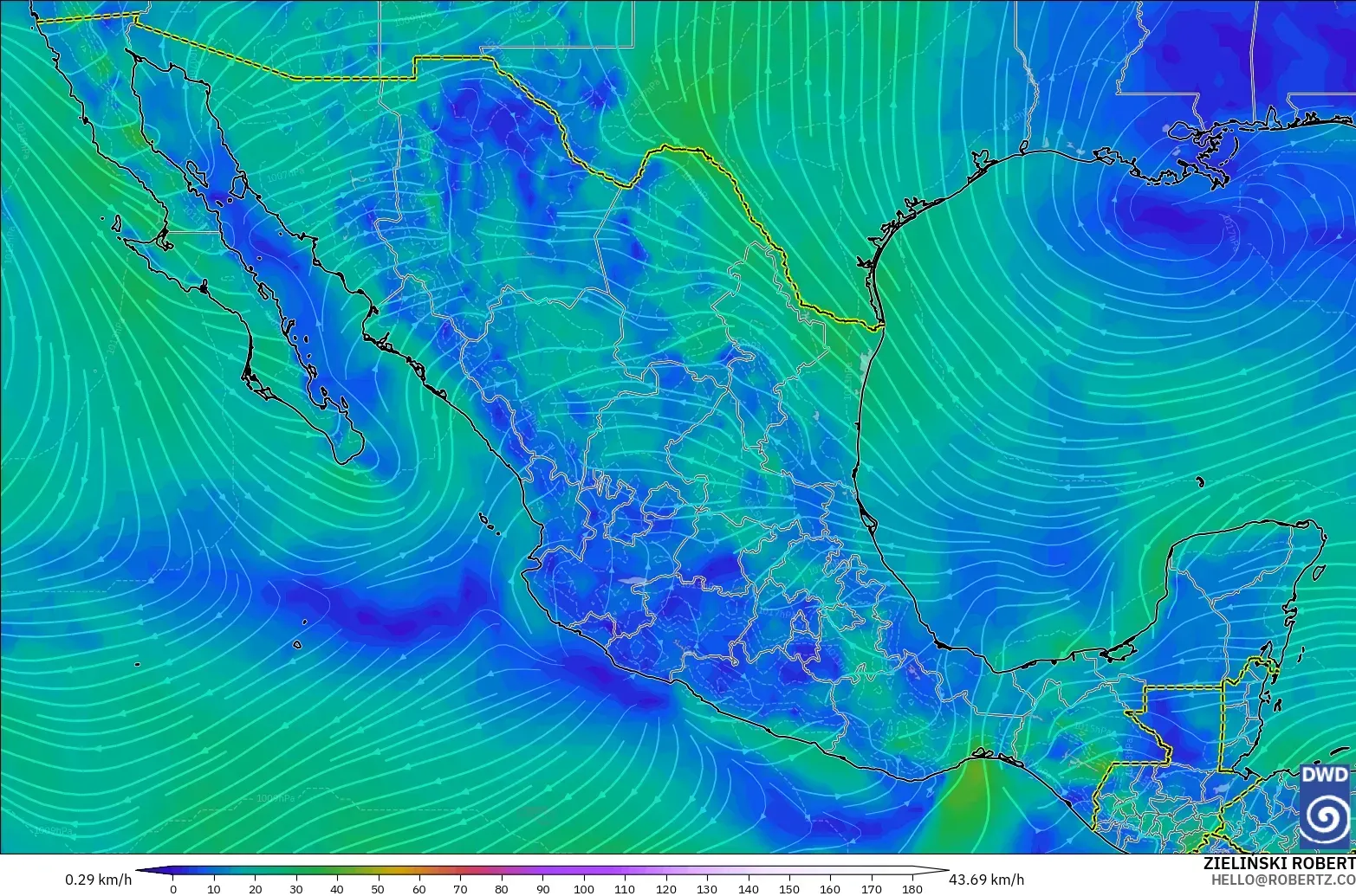 ICON model - Mexico, Wind at 10m