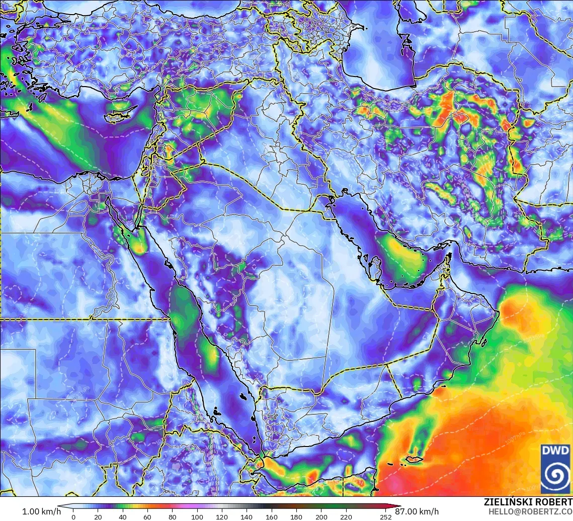 ICON model - Middle East, Wind Gusts Peak