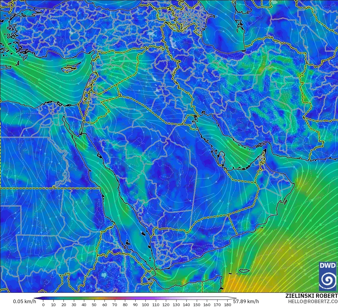 ICON model - Middle East, Wind at 10m