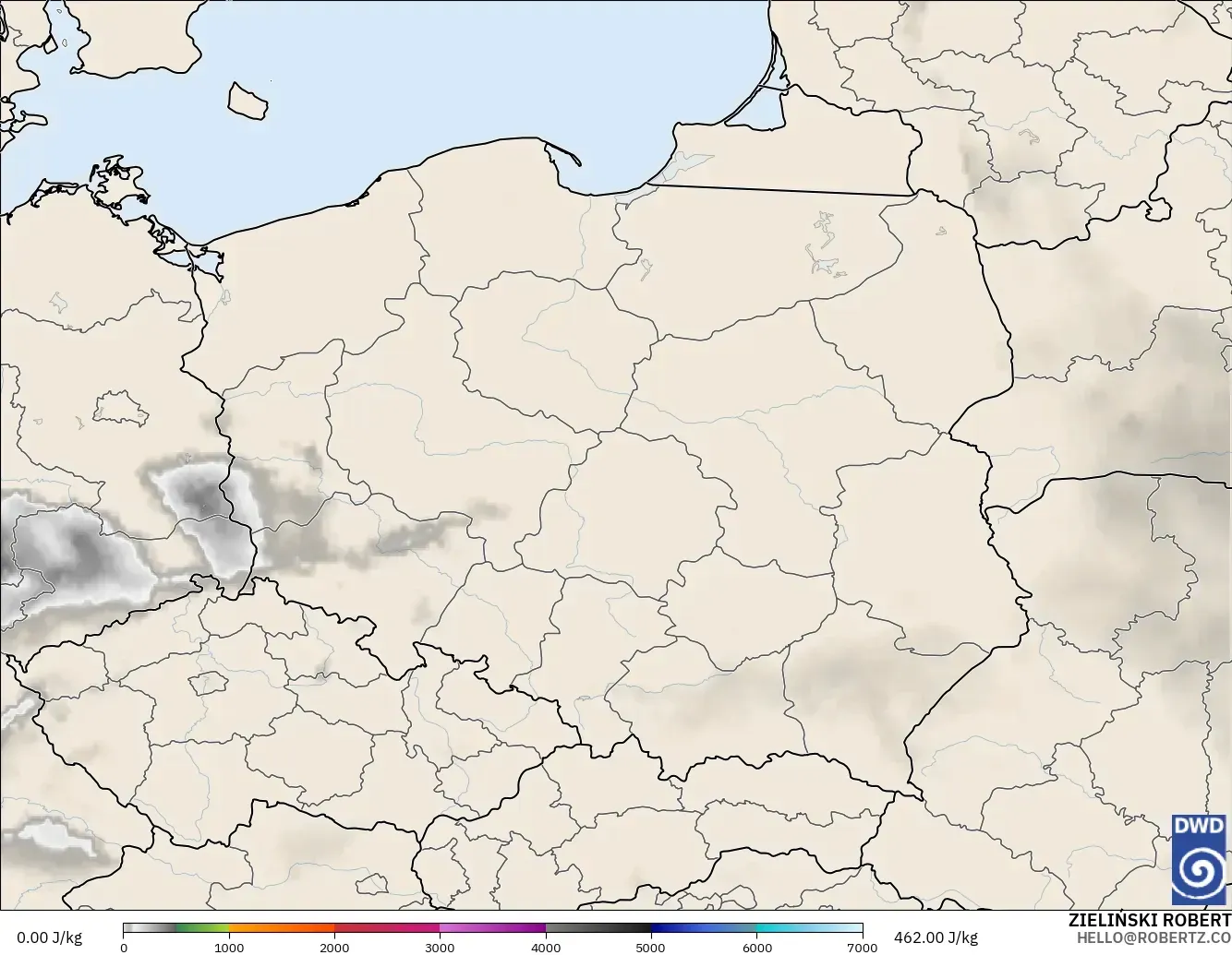 ICON model - Poland, CAPE