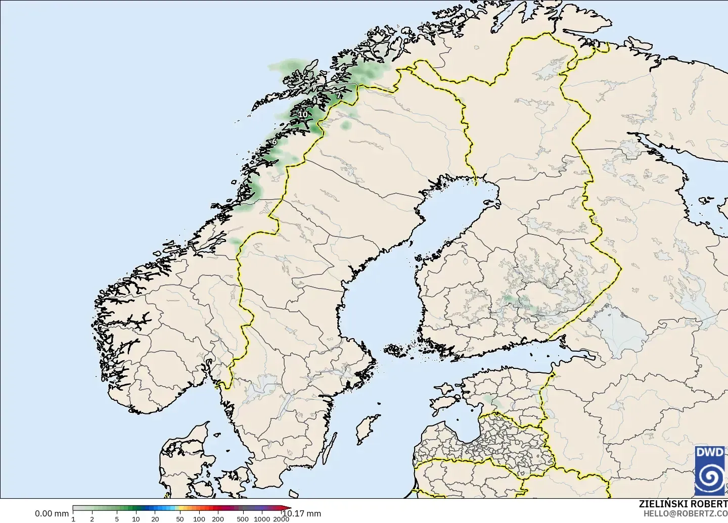 ICON model - Scandinavia, Precipitation Accumulation