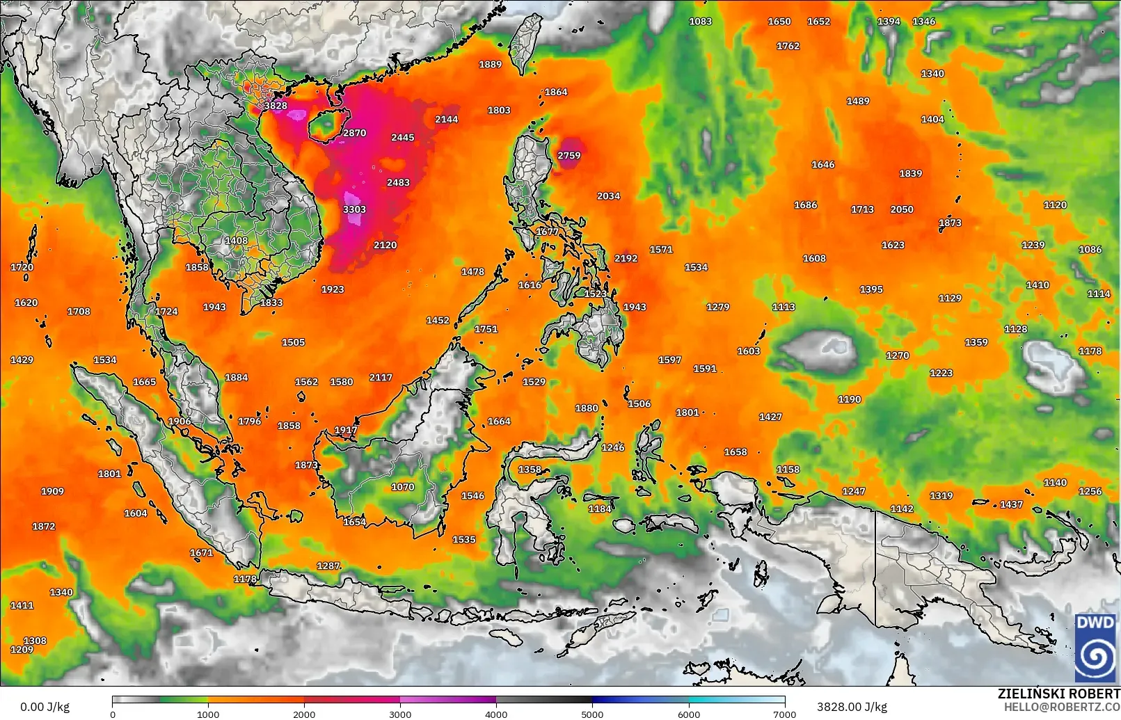 ICON model - South East Asia, CAPE