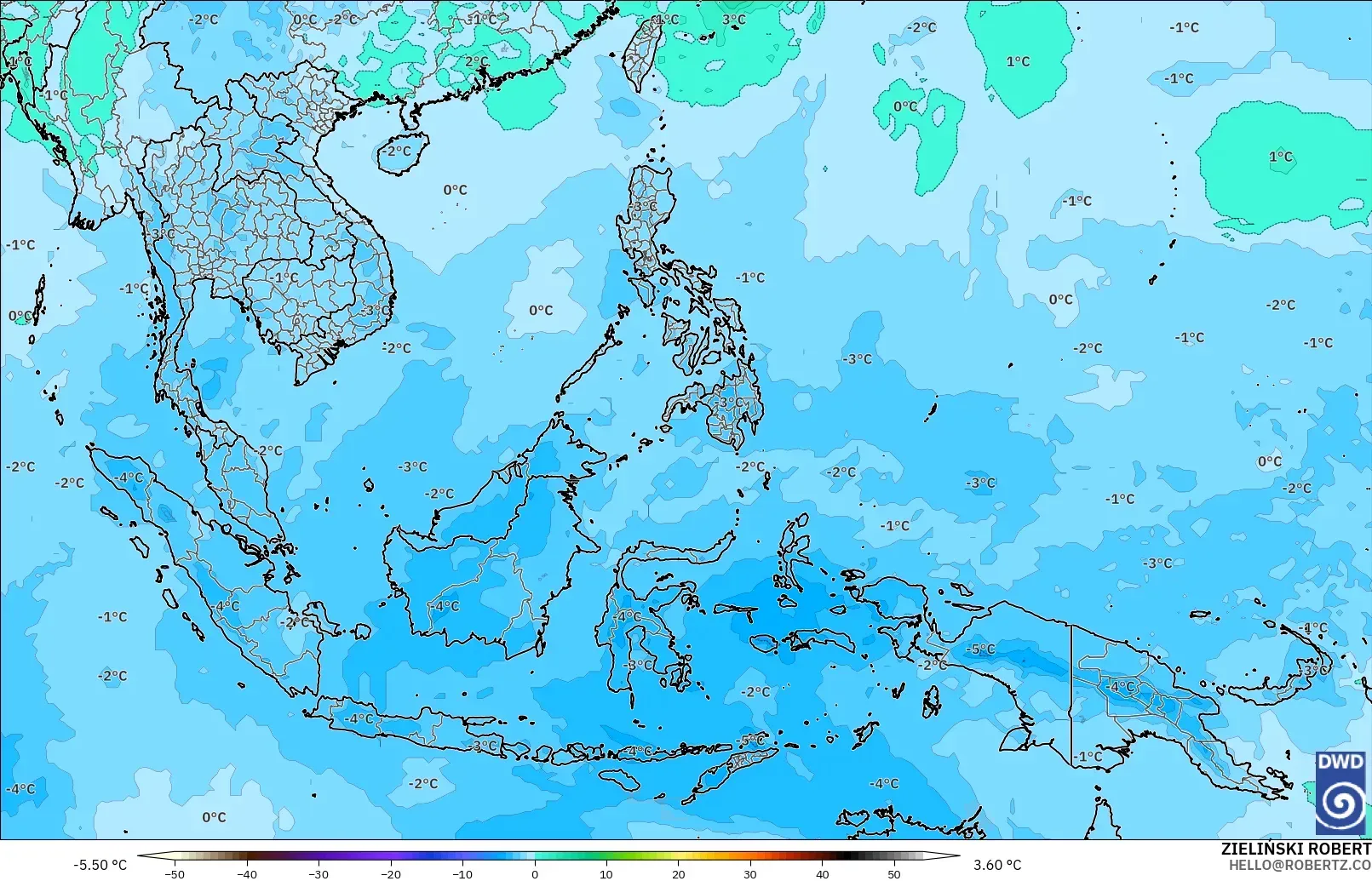 ICON model - South East Asia, Temperature at 500hPa