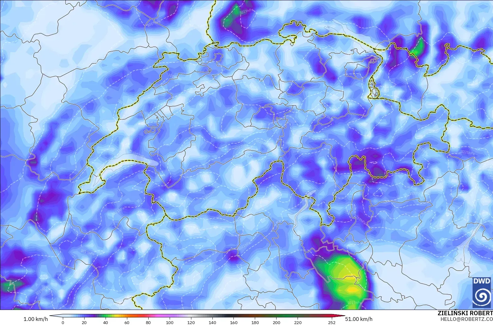 ICON model - Switzerland, Wind Gusts