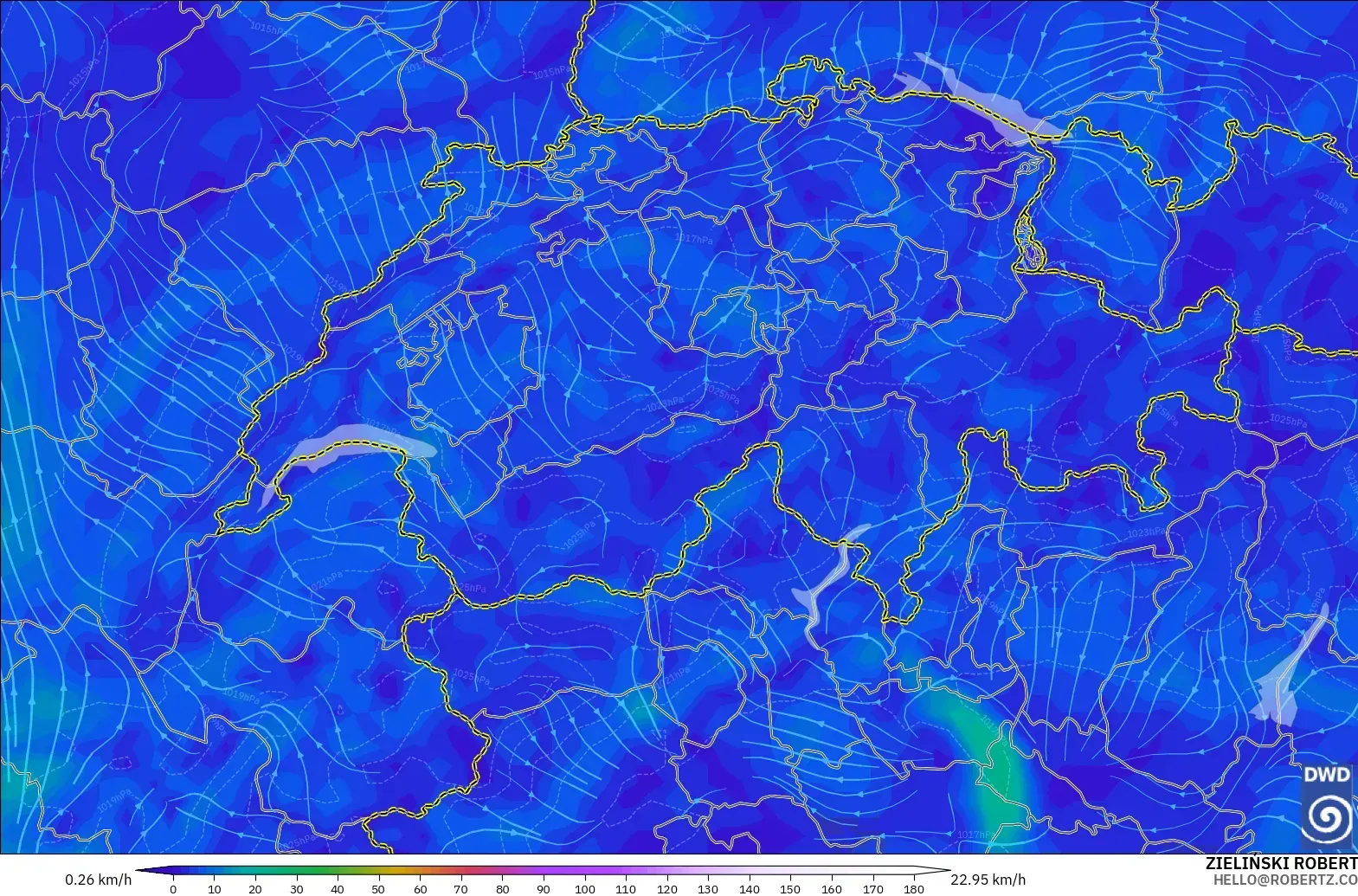 ICON model - Switzerland, Wind at 10m
