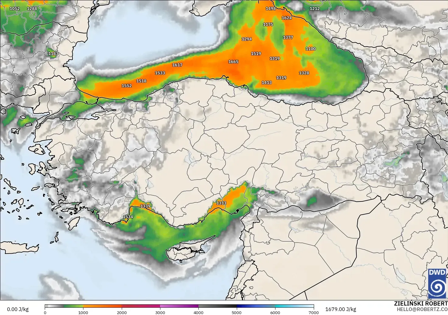 ICON model - Turkey, CAPE