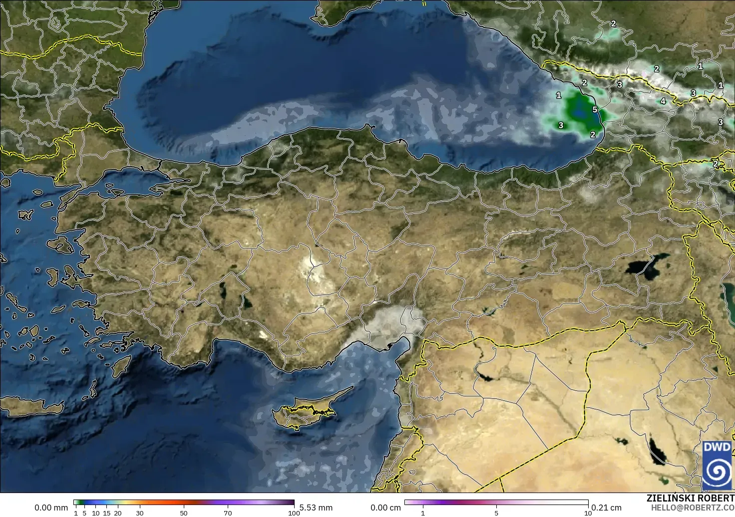 ICON model - Turkey, Precipitation, Clouds, and Pressure