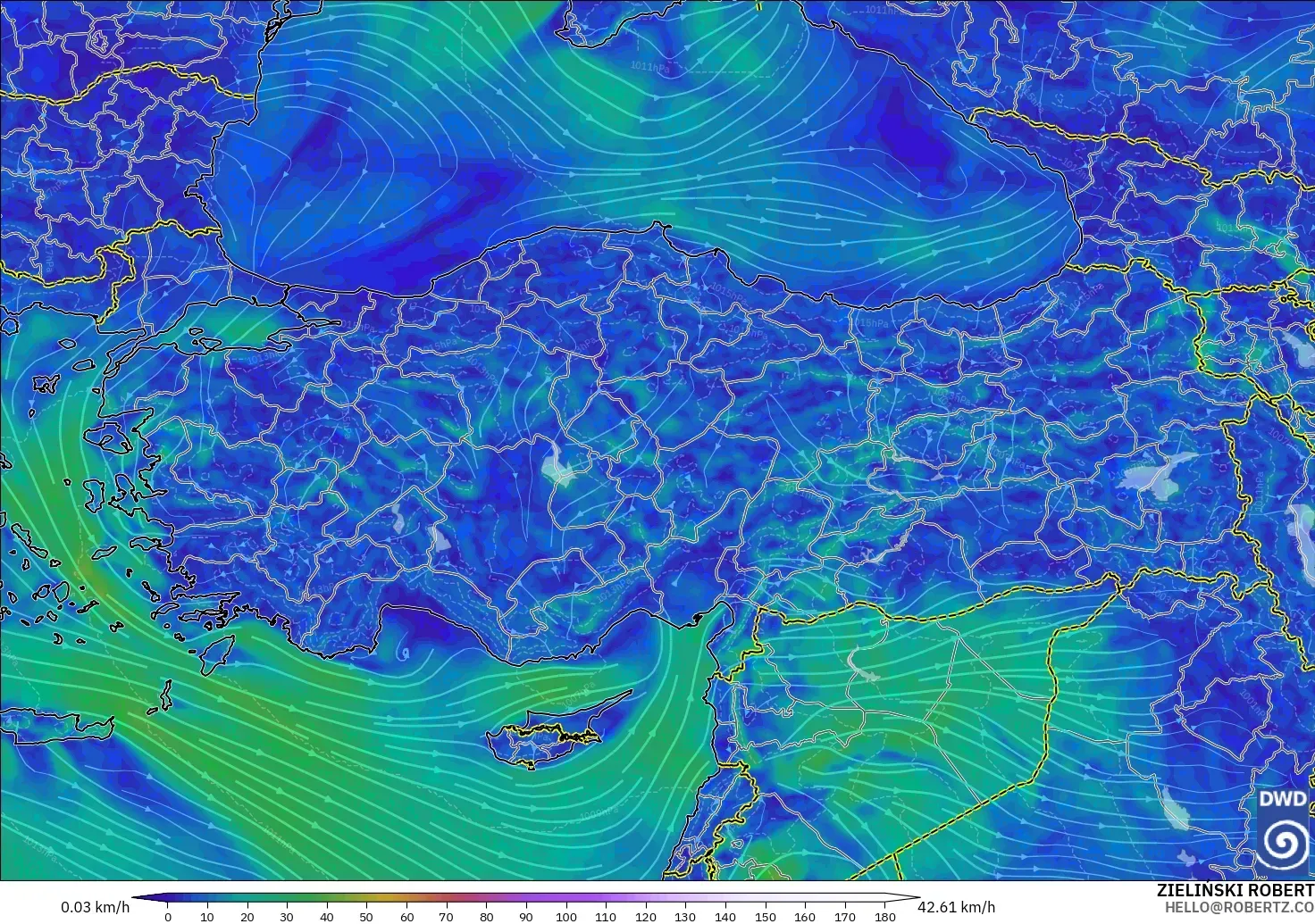 ICON model - Turkey, Wind at 10m