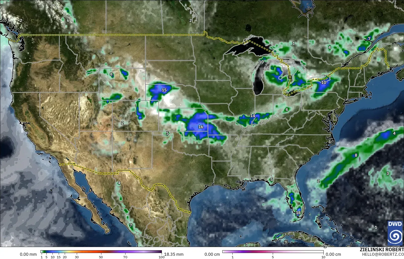ICON model - United States, Precipitation, Clouds, and Pressure