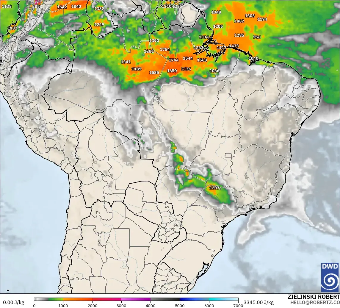 ICON model - Brazil, CAPE