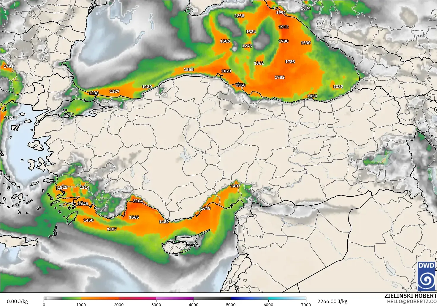 ICON model - Turkey, CAPE