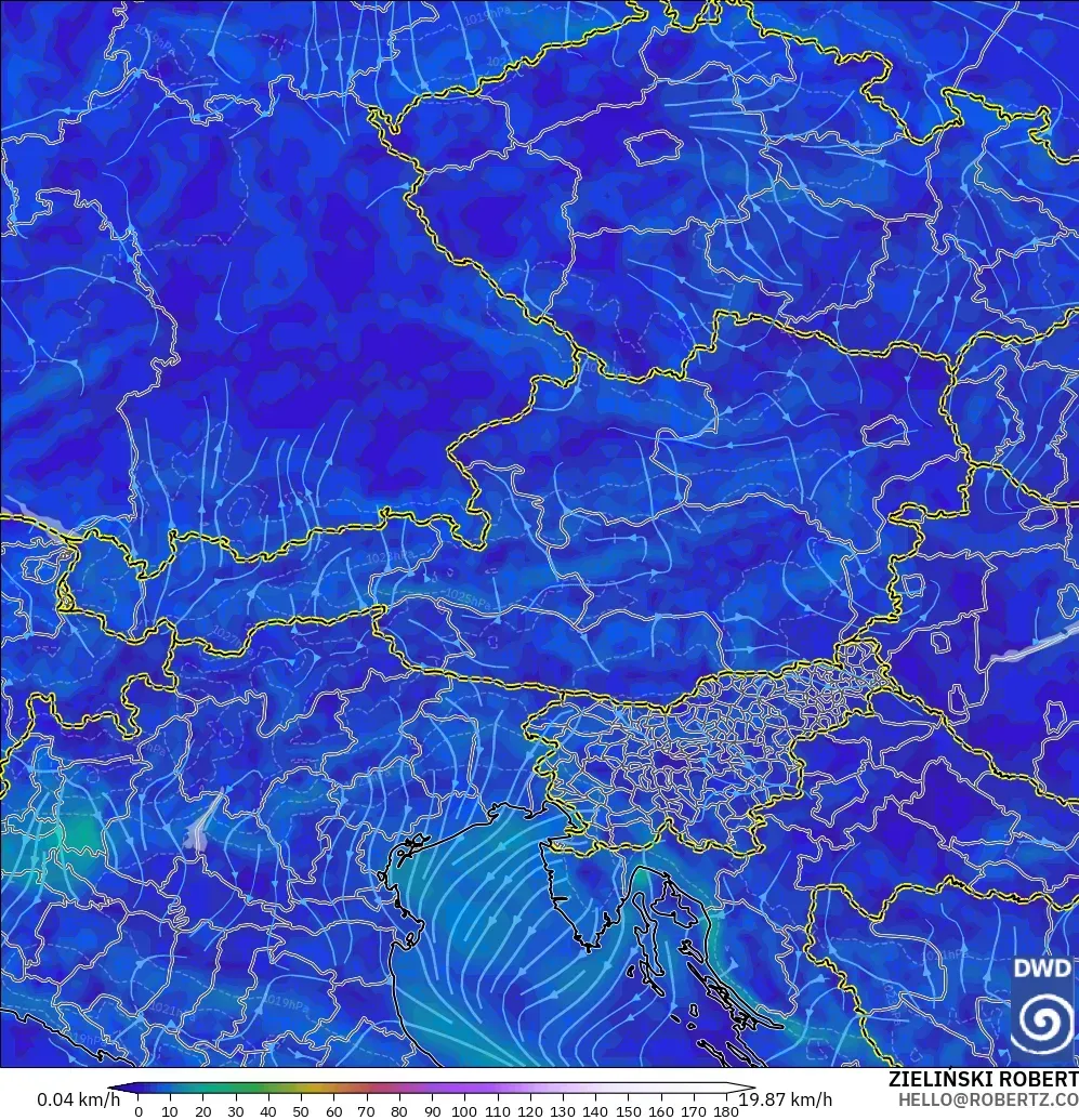 ICON model - Austria, Wind at 10m