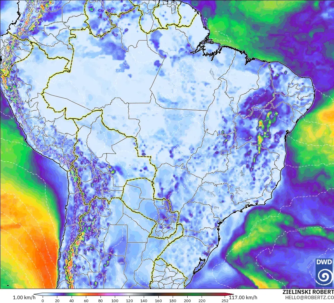 ICON model - Brazil, Wind Gusts