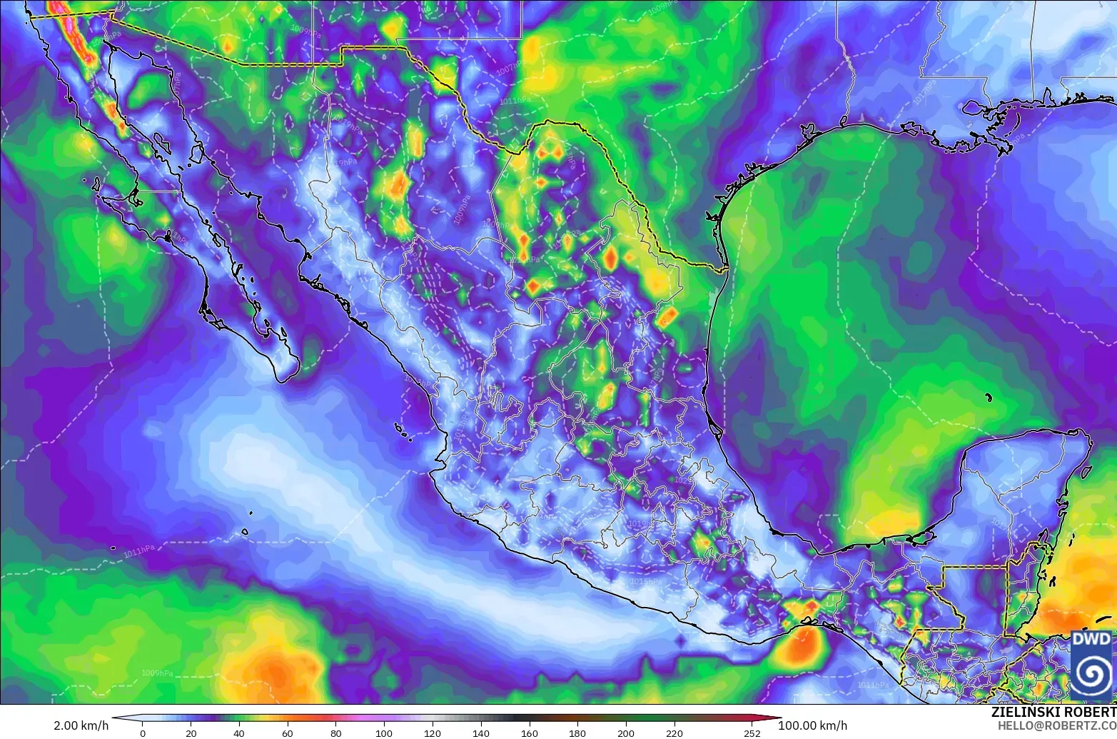 ICON model - Mexico, Wind Gusts
