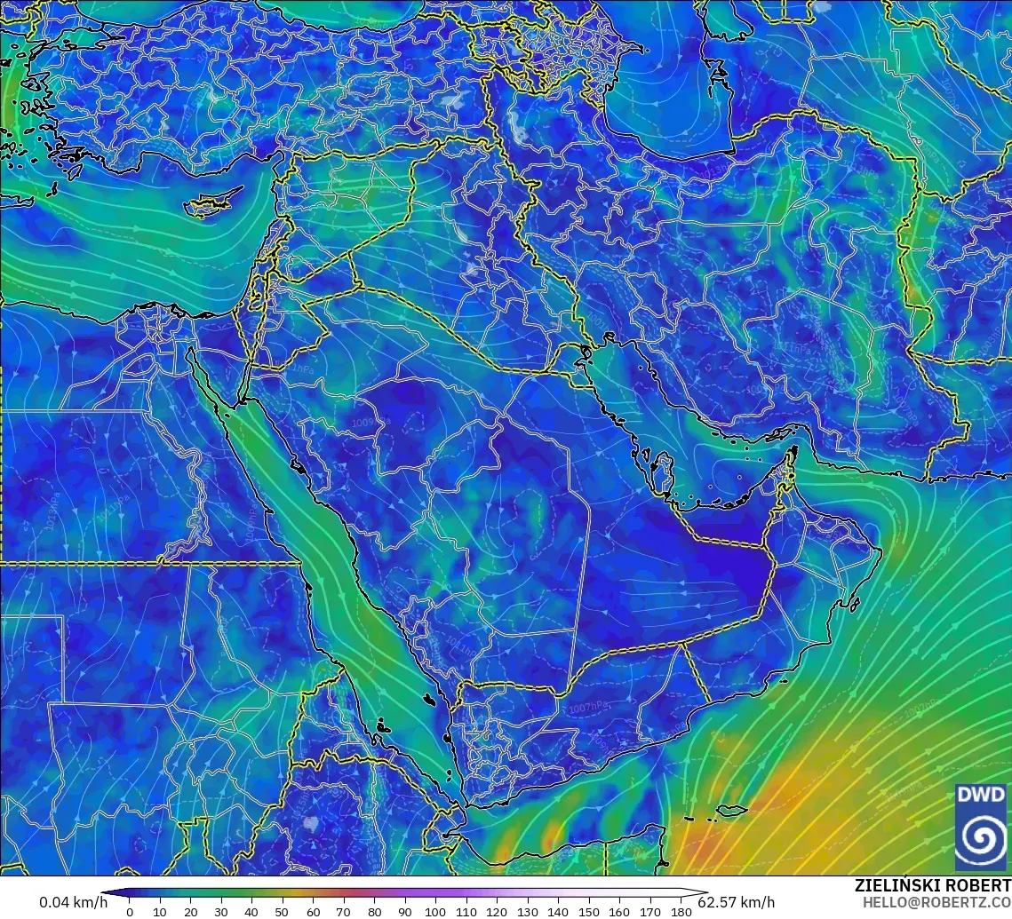 ICON model - Middle East, Wind at 10m