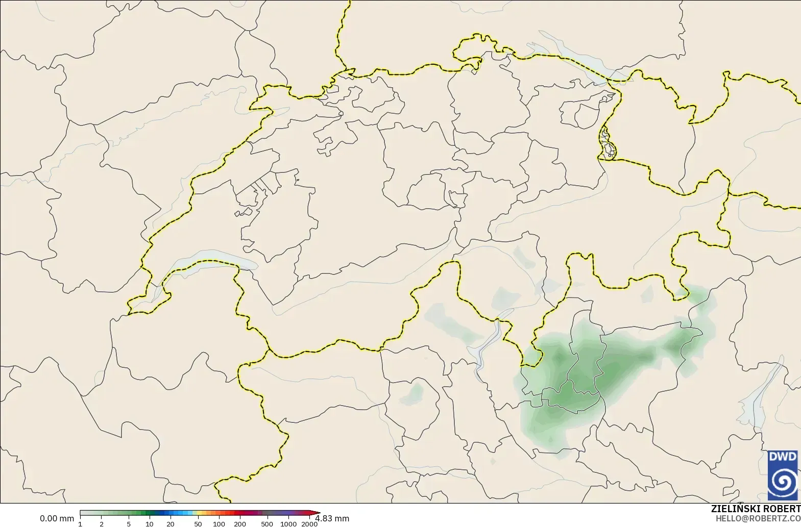 ICON model - Switzerland, Precipitation Accumulation
