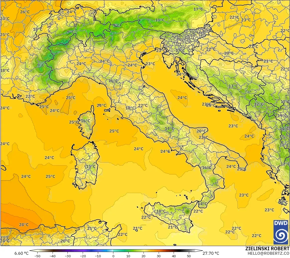 ICON model - Italy, Temperature at 850hPa