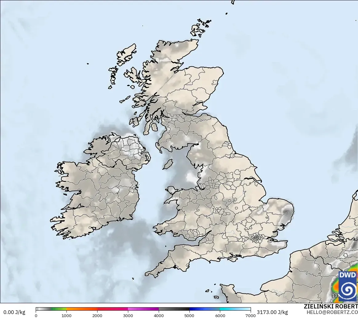ICON model - United Kingdom, CAPE