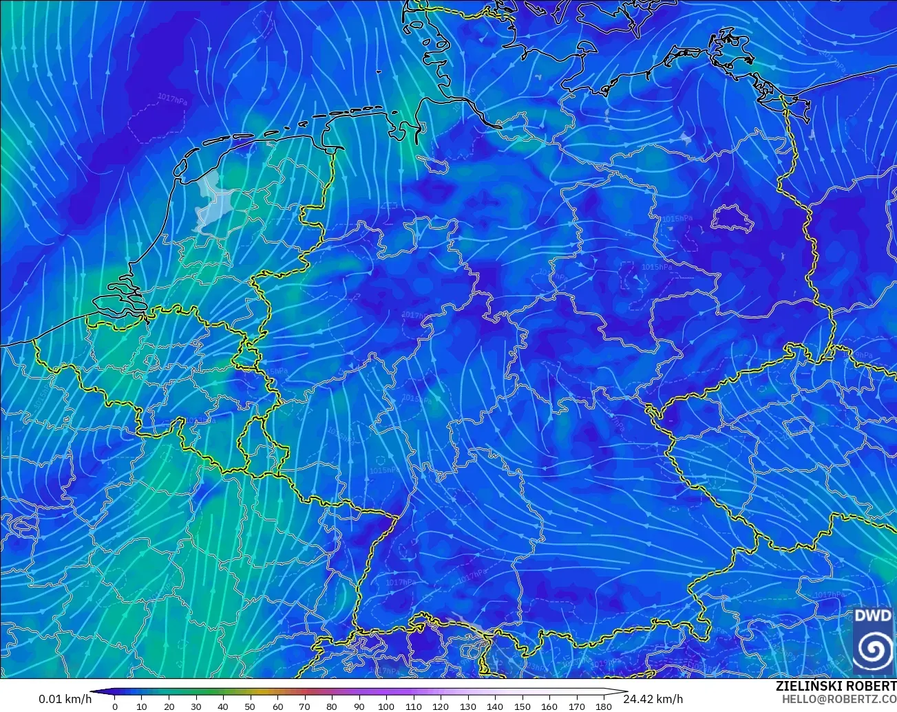 ICON model - Germany, Wind at 10m