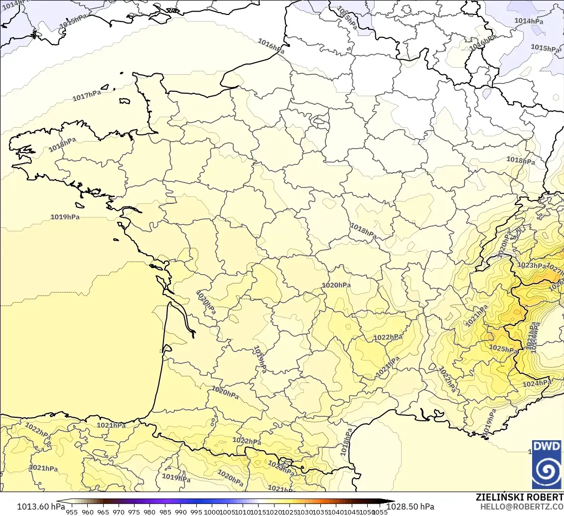 ICON model - France, Pressure