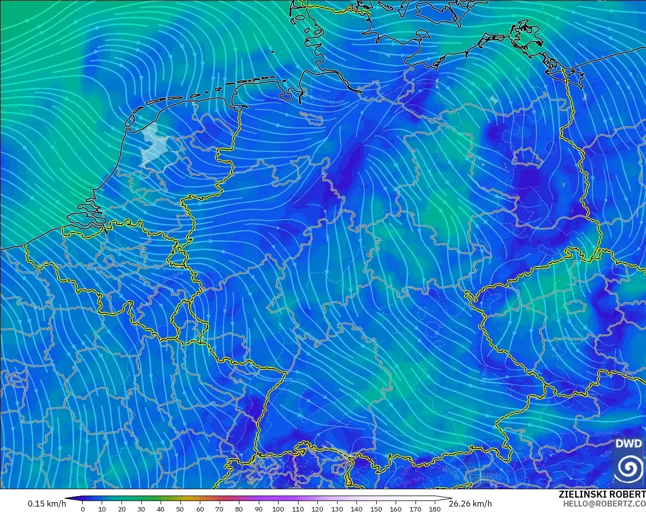 ICON model - Germany, Wind at 10m