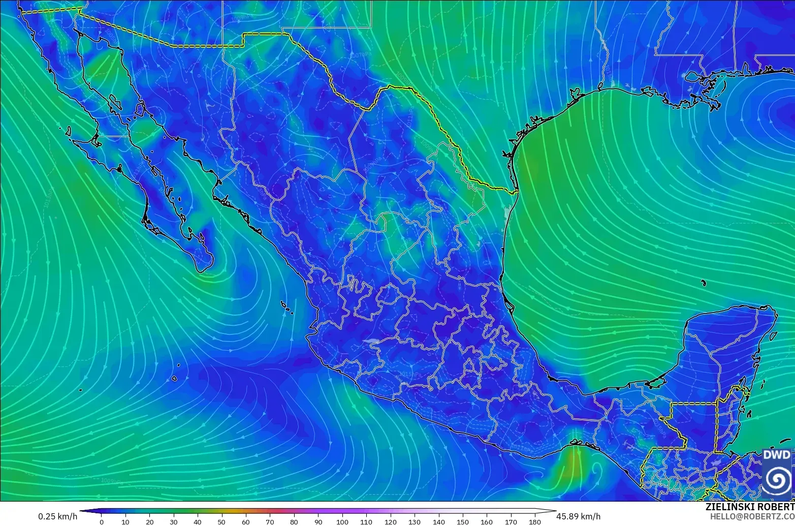 ICON model - Mexico, Wind at 10m