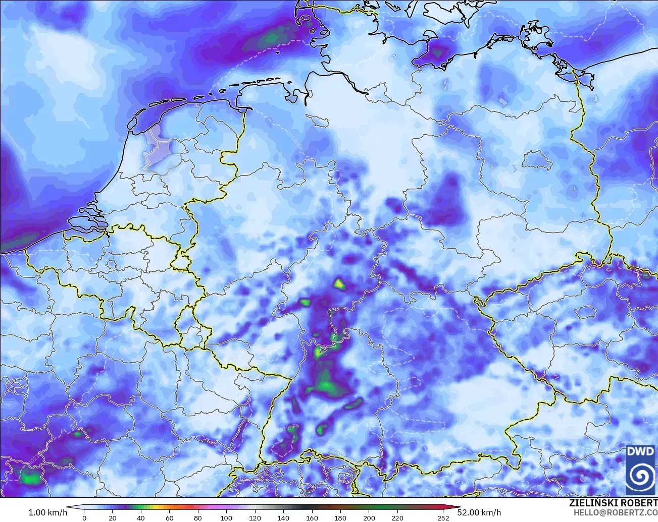 ICON model - Germany, Wind Gusts Peak
