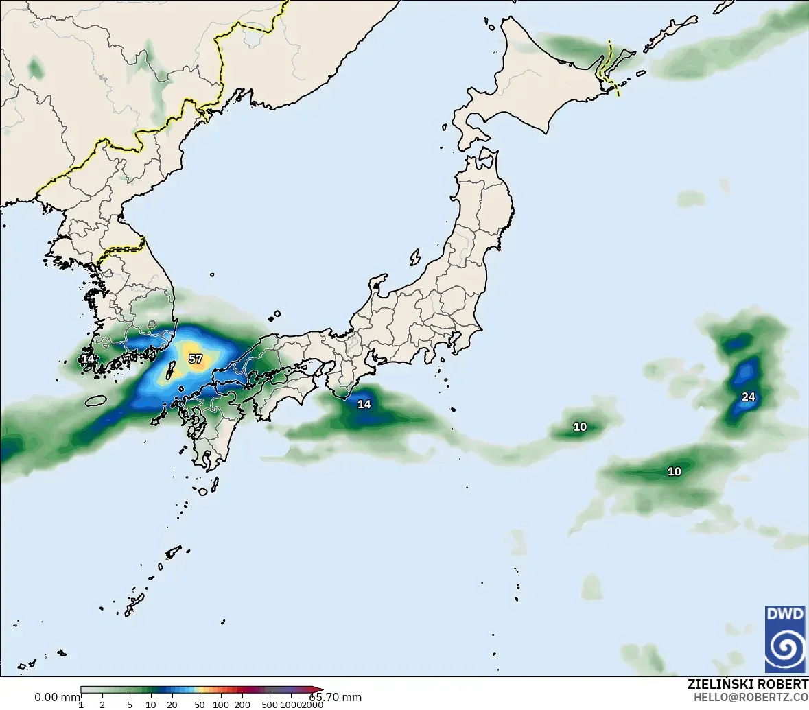 ICON model - Japan, Precipitation Accumulation