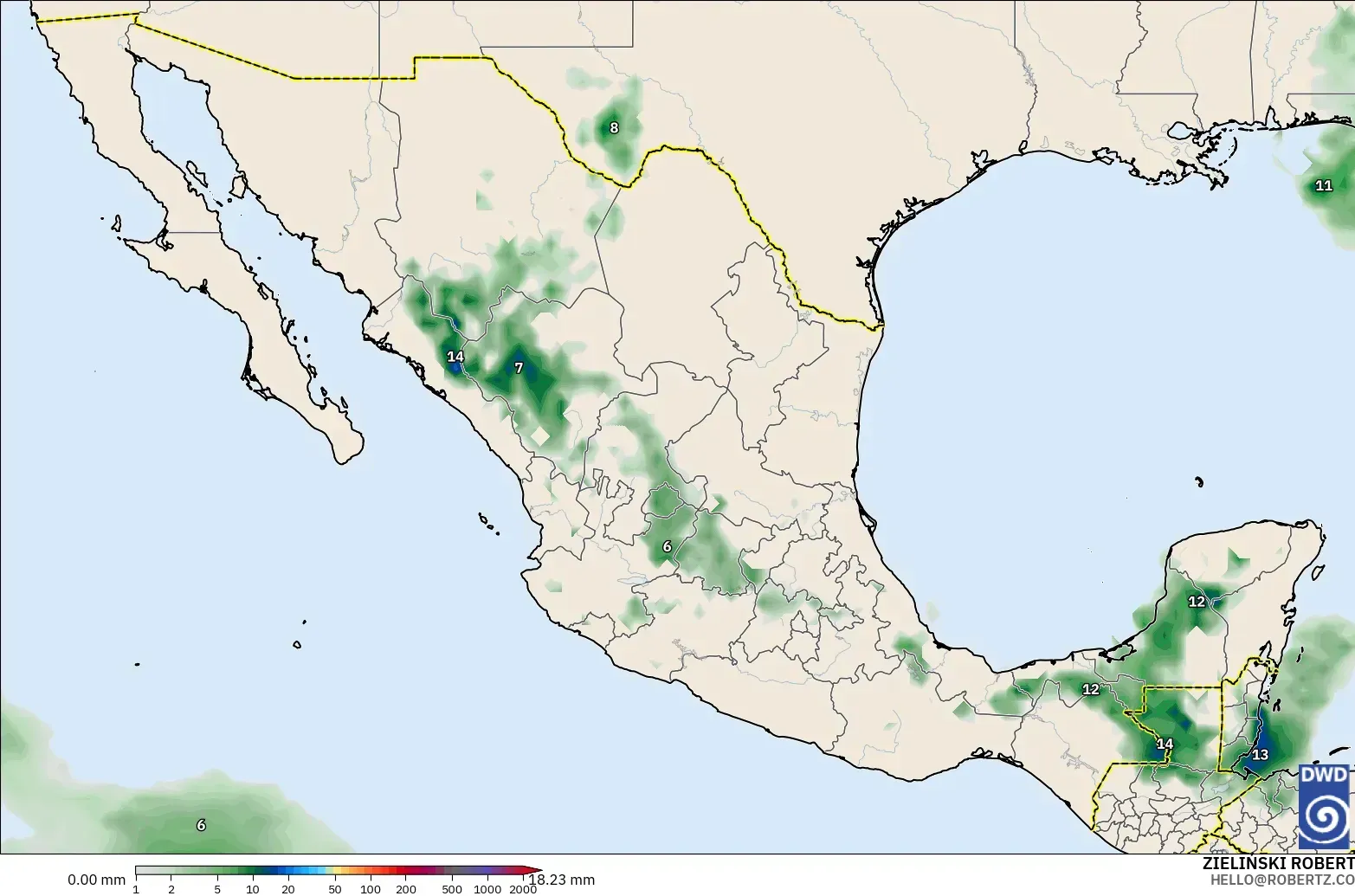 ICON model - Mexico, Precipitation Accumulation