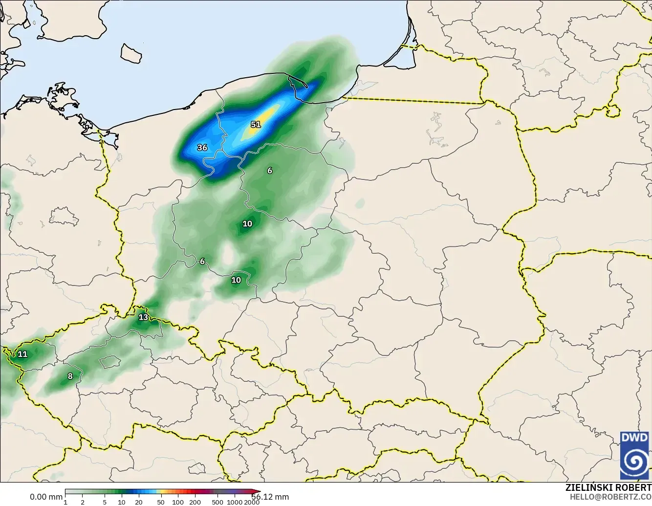ICON model - Poland, Precipitation Accumulation