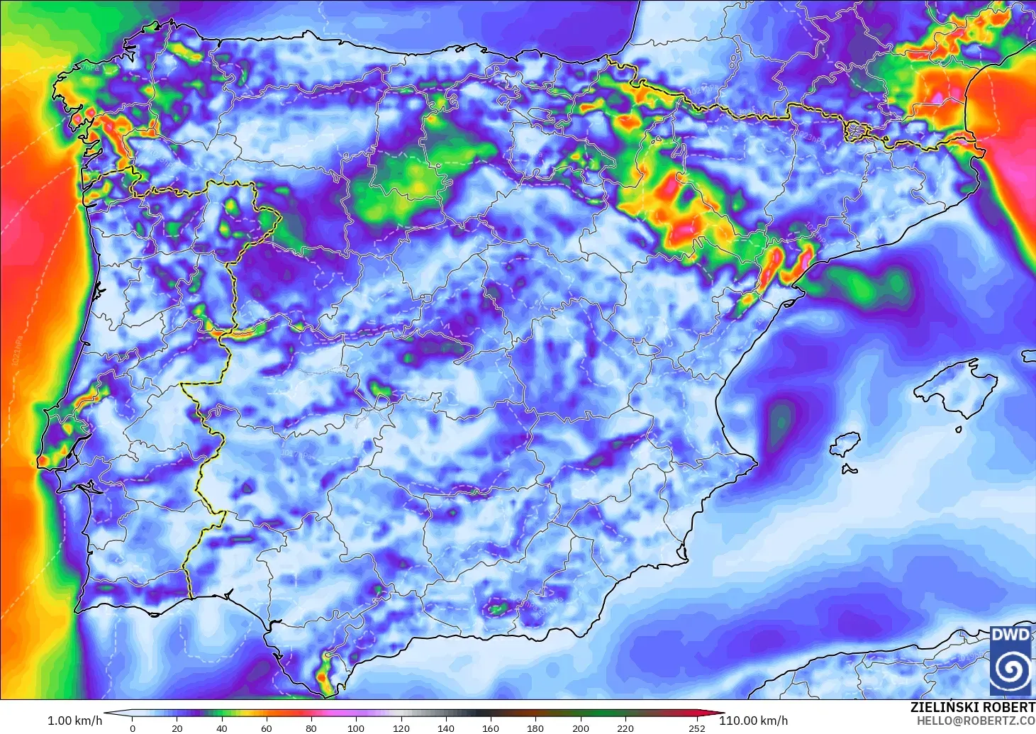ICON model - Spain, Wind Gusts Peak