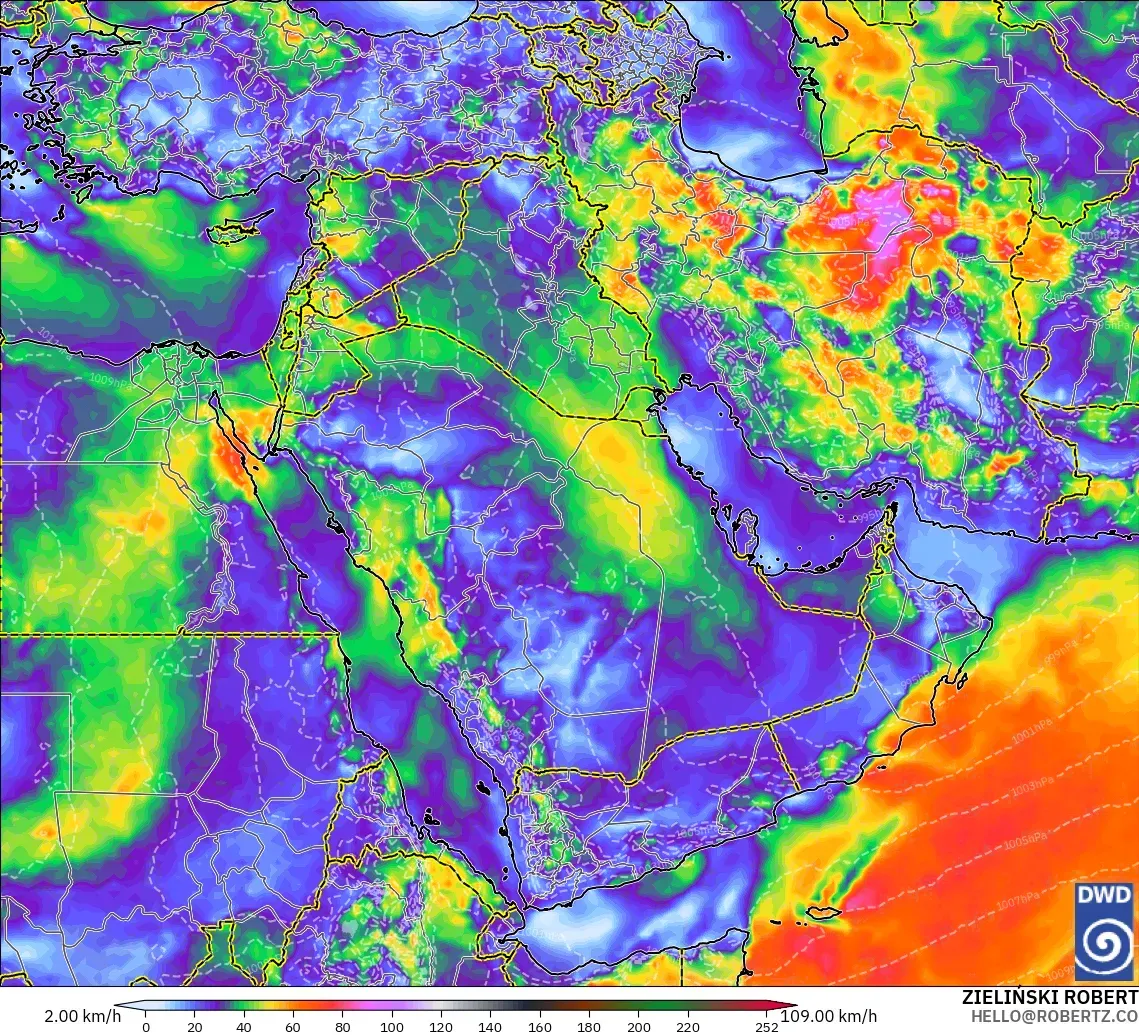 ICON model - Middle East, Wind Gusts Peak