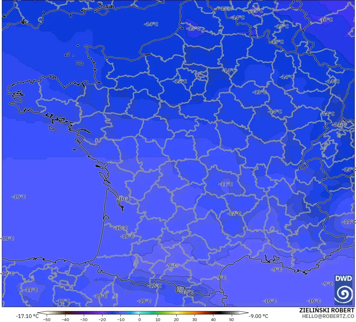 ICON model - France, Temperature at 500hPa