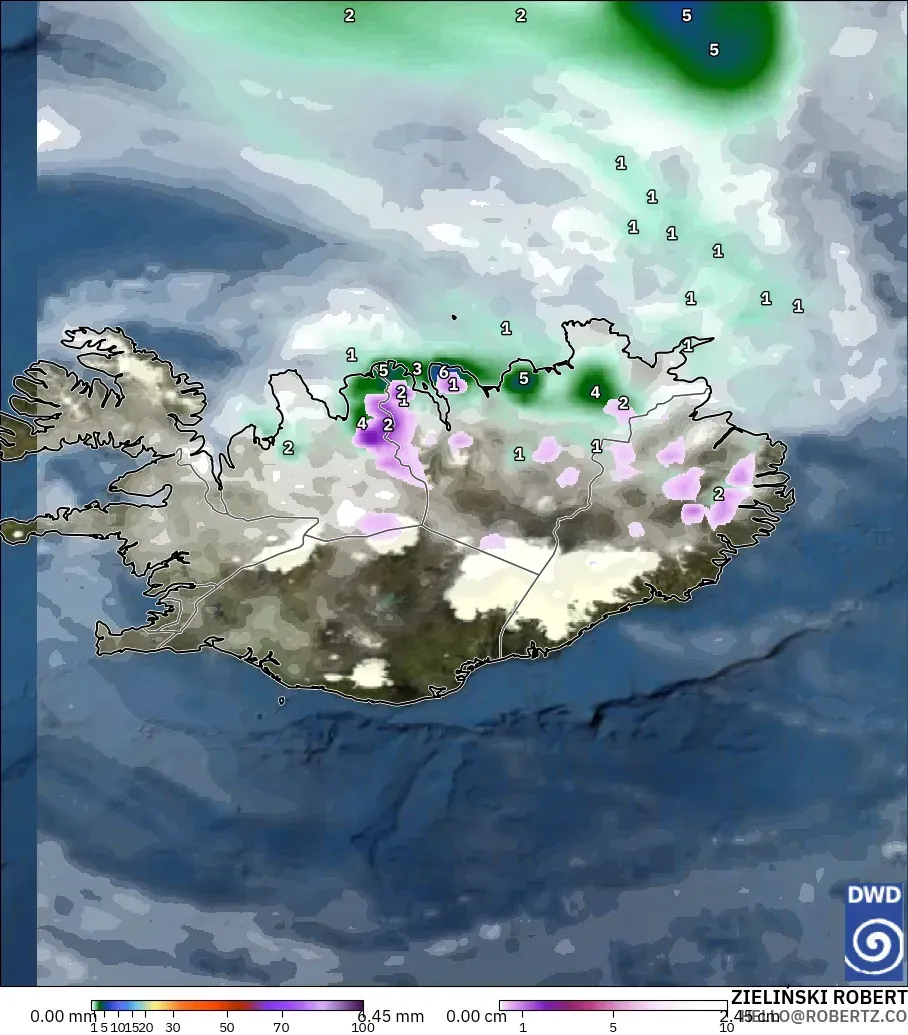 ICON model - Iceland, Precipitation, Clouds, and Pressure