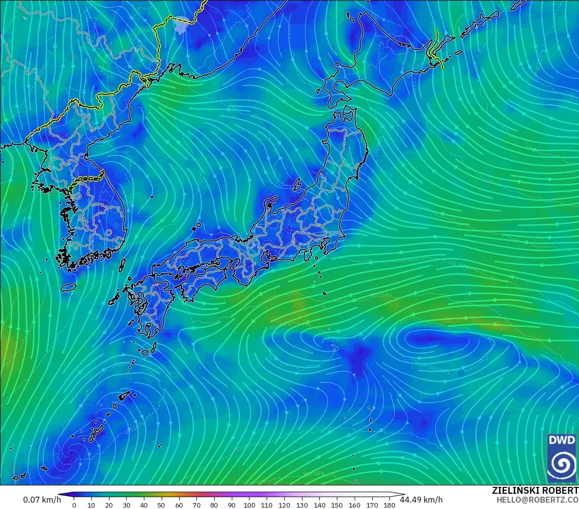ICON model - Japan, Wind at 10m