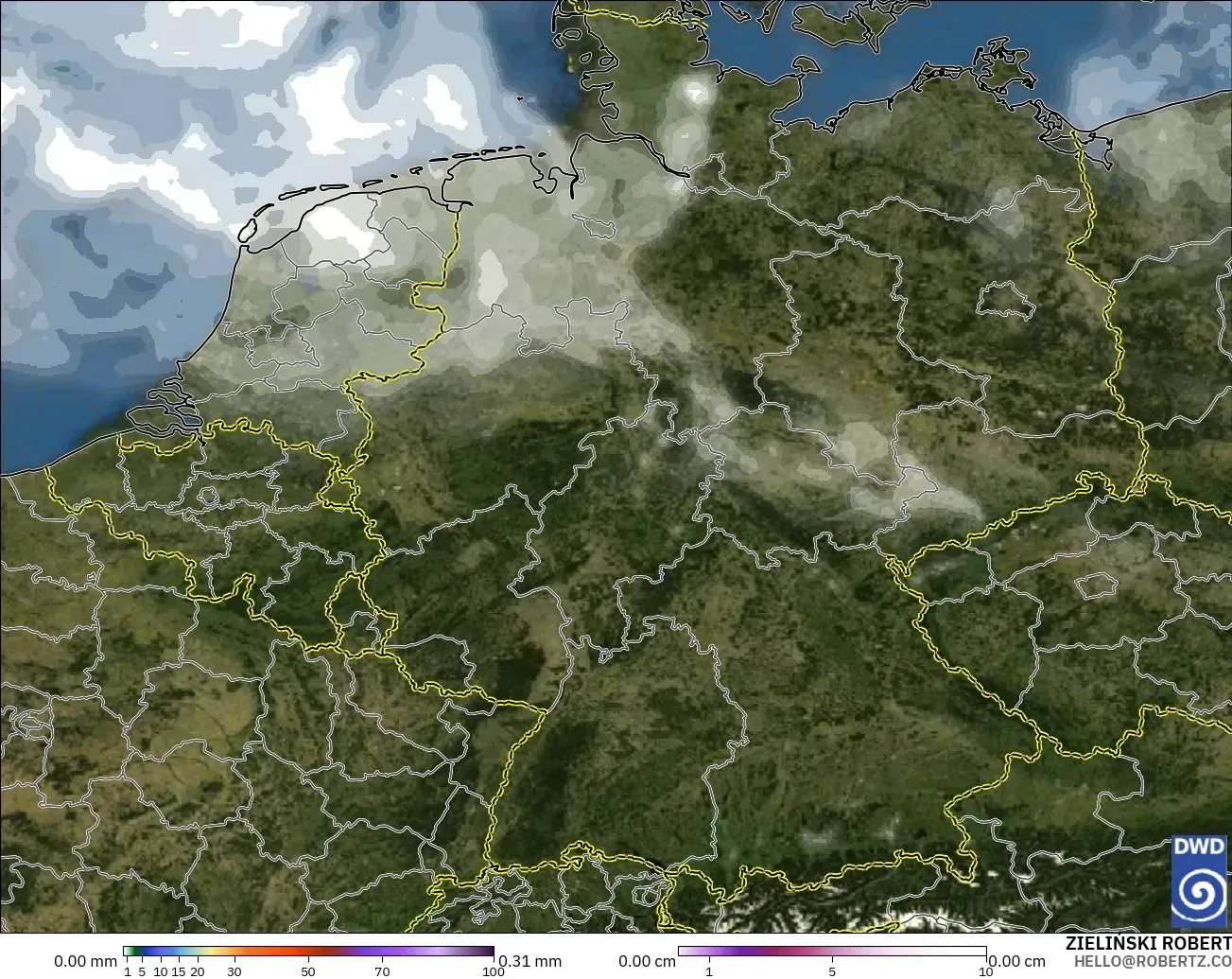 ICON model - Germany, Precipitation, Clouds, and Pressure