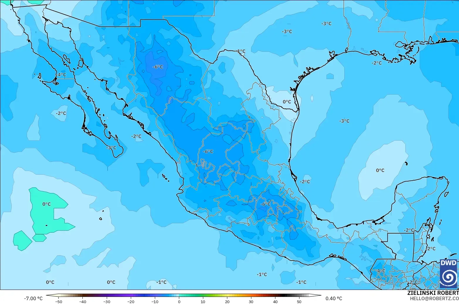 ICON model - Mexico, Temperature at 500hPa