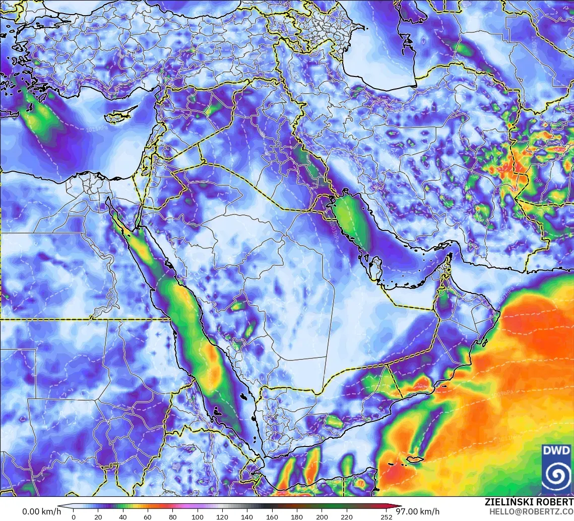ICON model - Middle East, Wind Gusts