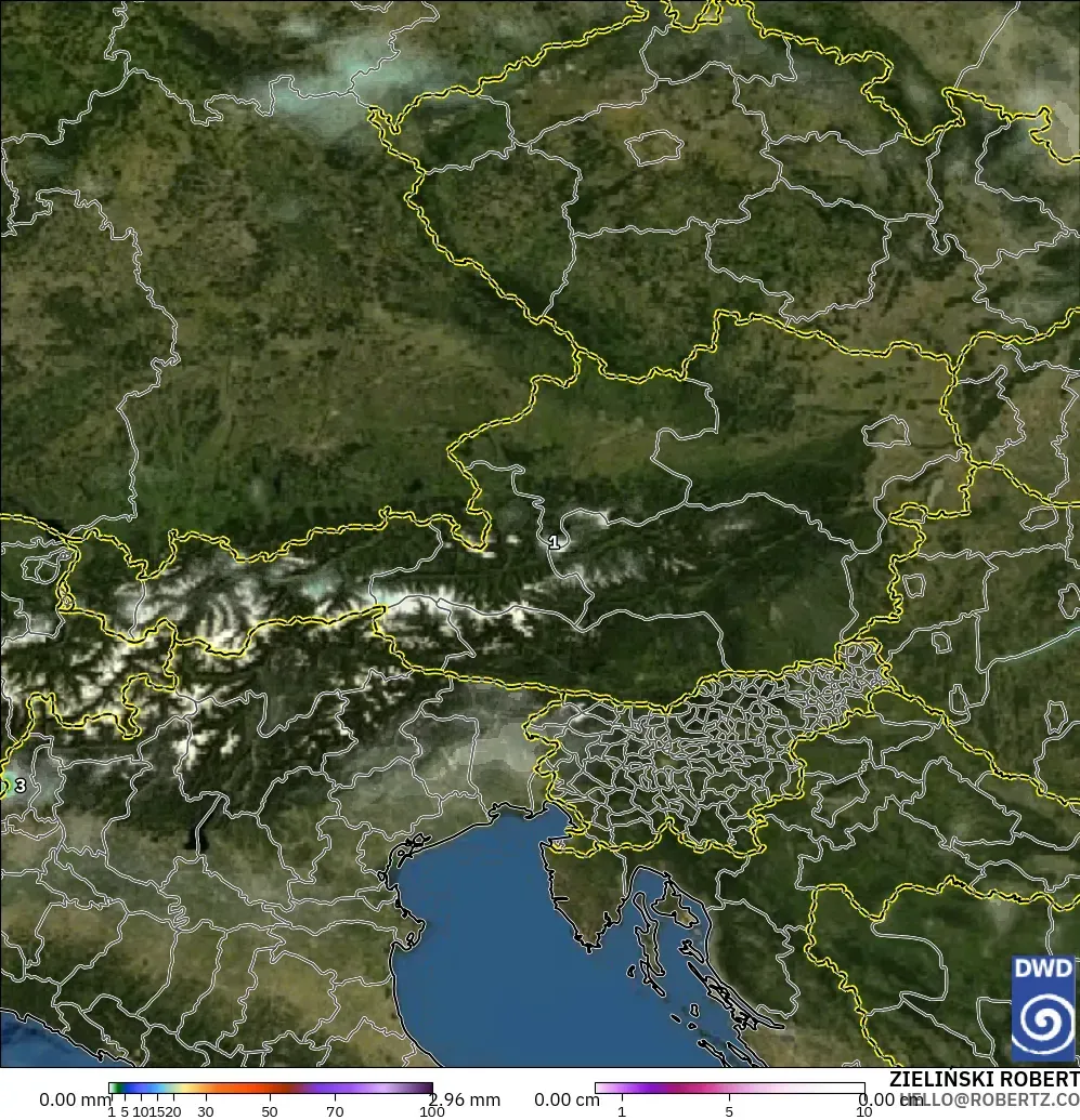 ICON model - Austria, Precipitation, Clouds, and Pressure