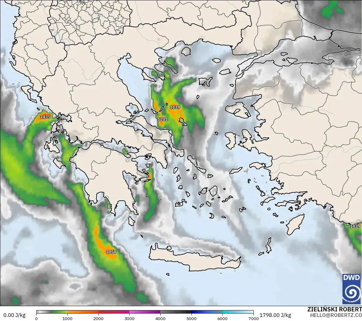 ICON model - Greece, CAPE