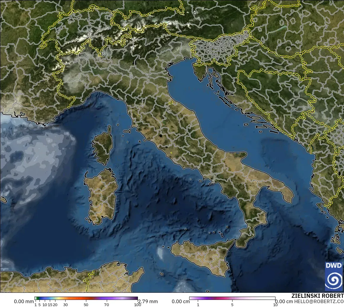 ICON model - Italy, Precipitation, Clouds, and Pressure
