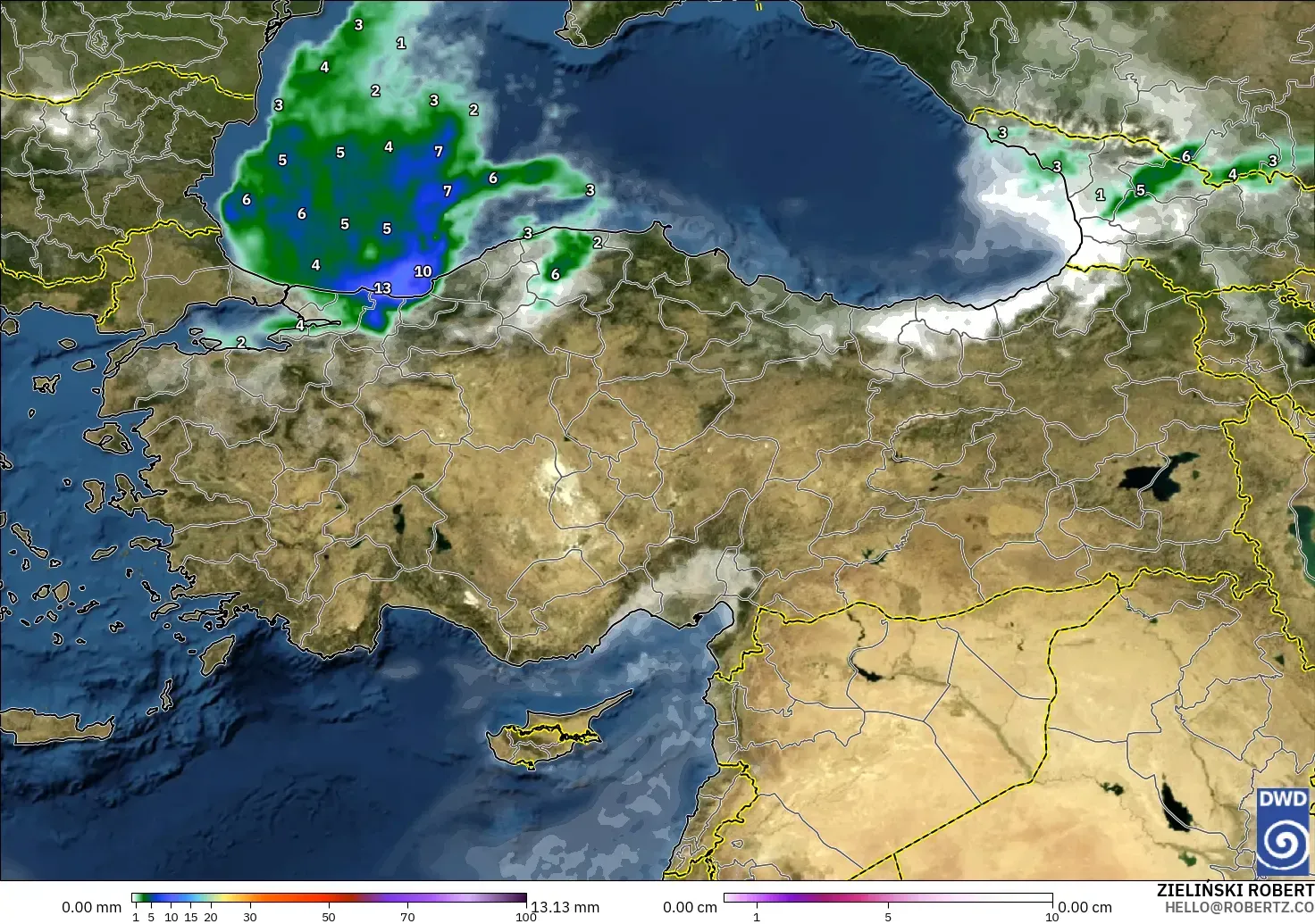 ICON model - Turkey, Precipitation, Clouds, and Pressure