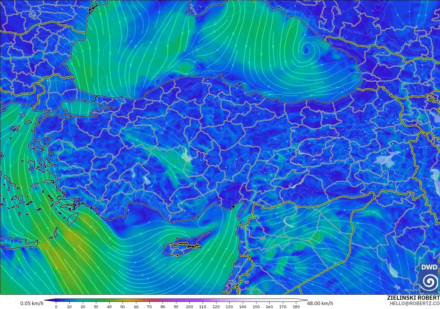ICON model - Turkey, Wind at 10m