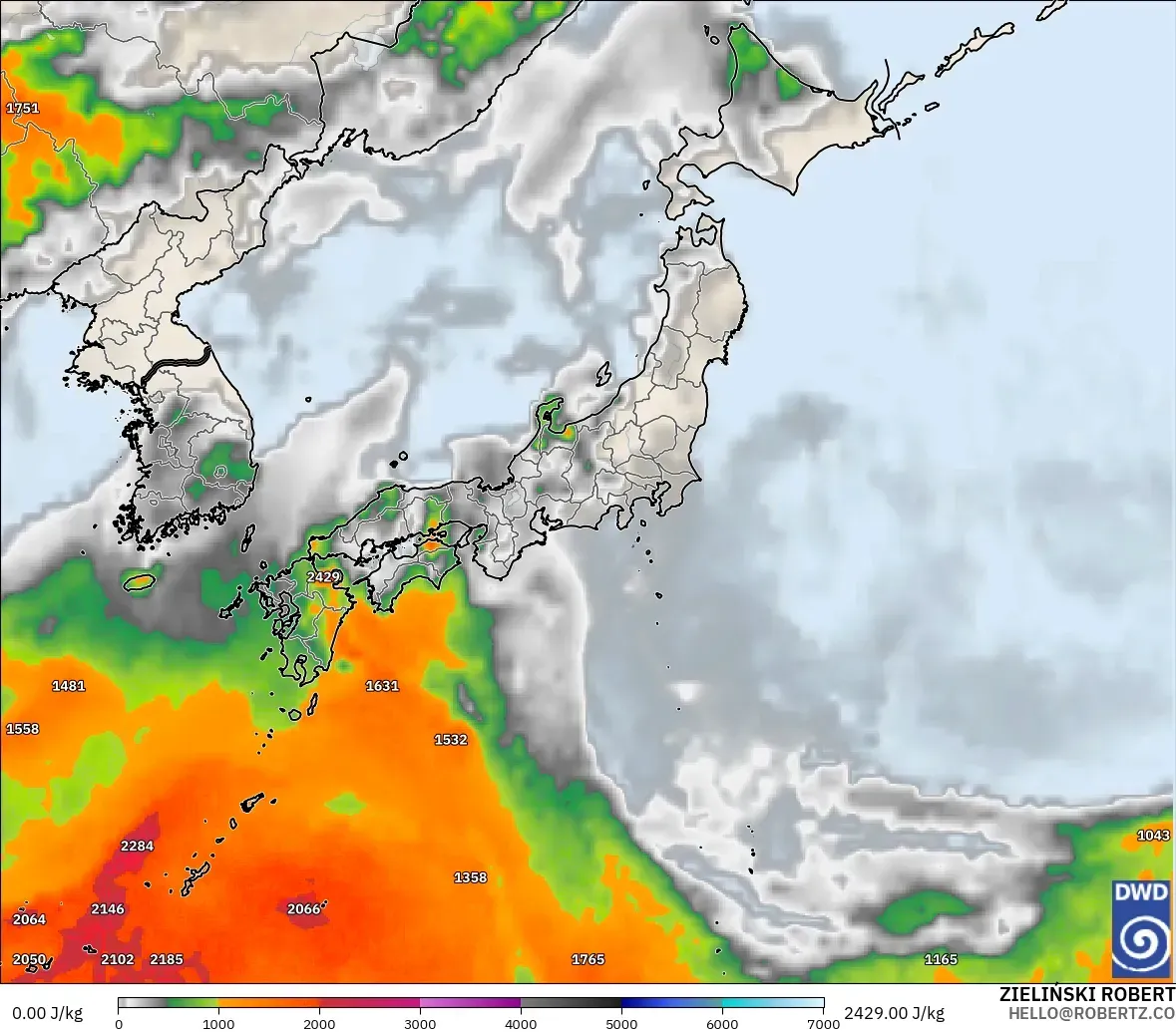 ICON model - Japan, CAPE