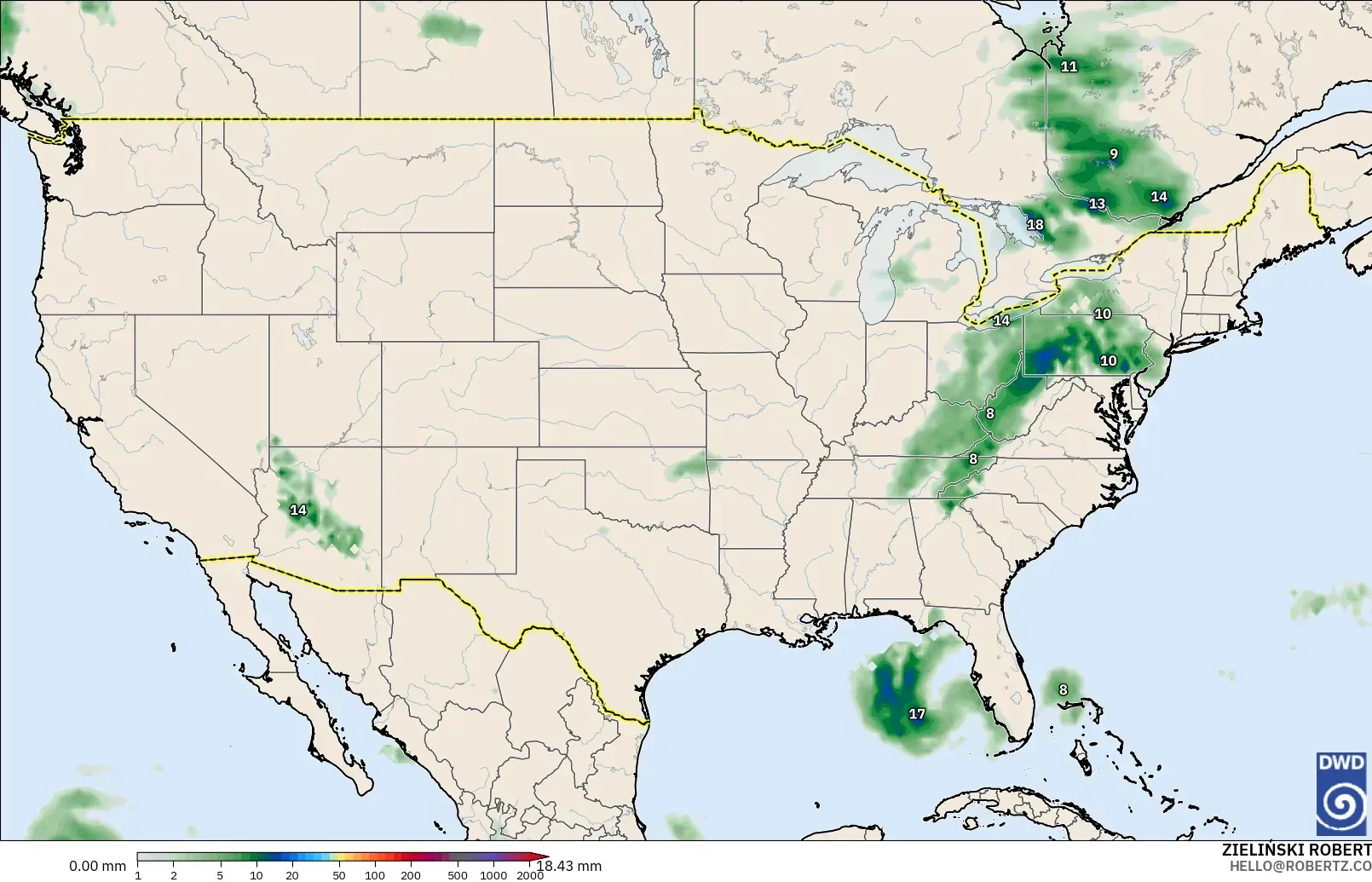 ICON model - United States, Precipitation Accumulation
