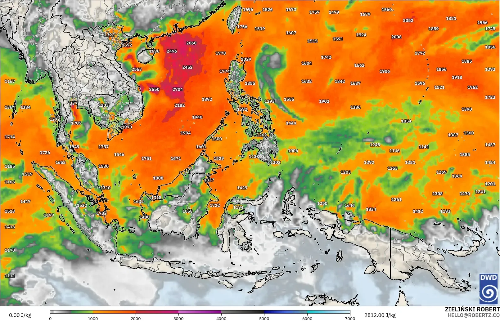 ICON model - South East Asia, CAPE