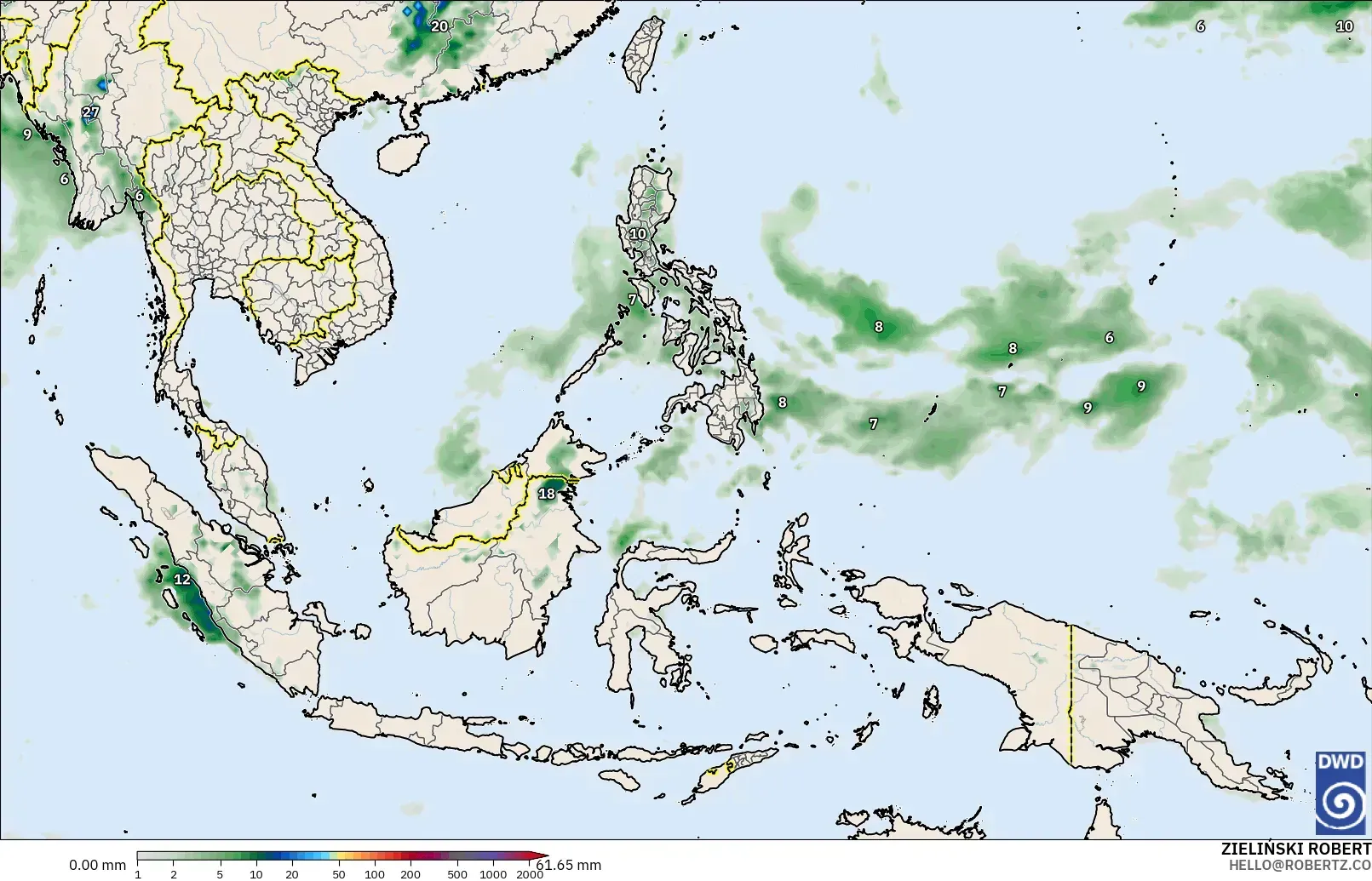 ICON model - South East Asia, Precipitation Accumulation
