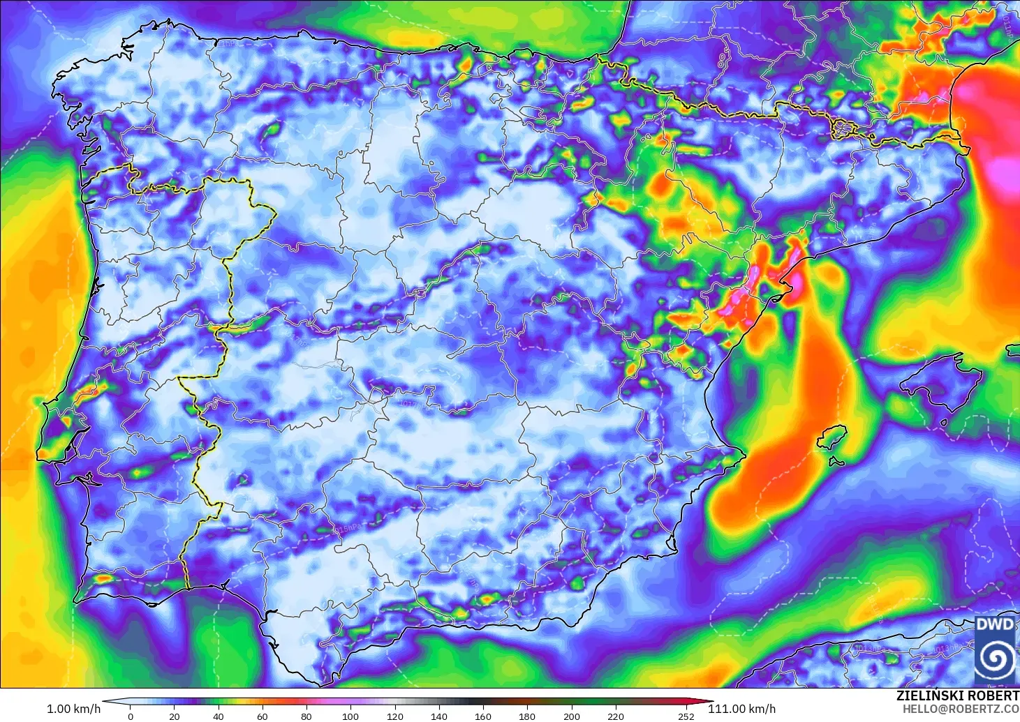 ICON model - Spain, Wind Gusts